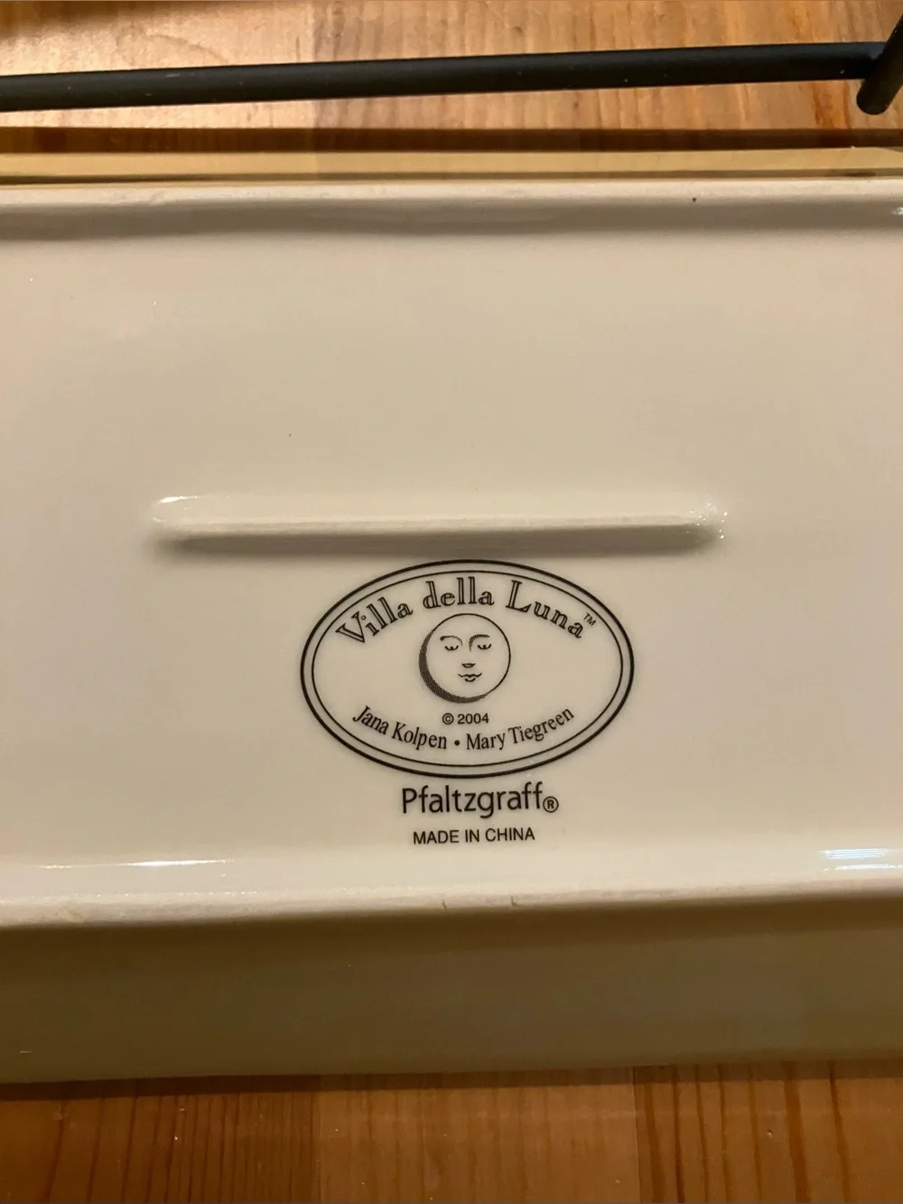 NWOT Pfaltzgraff Villa Della Luna Sled Server 11” Tray w/Iron Stand Rare
